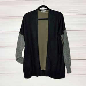 Vince Black Cashmere Blend Long Cardigan Silk Olive Back Open Front Relaxed S